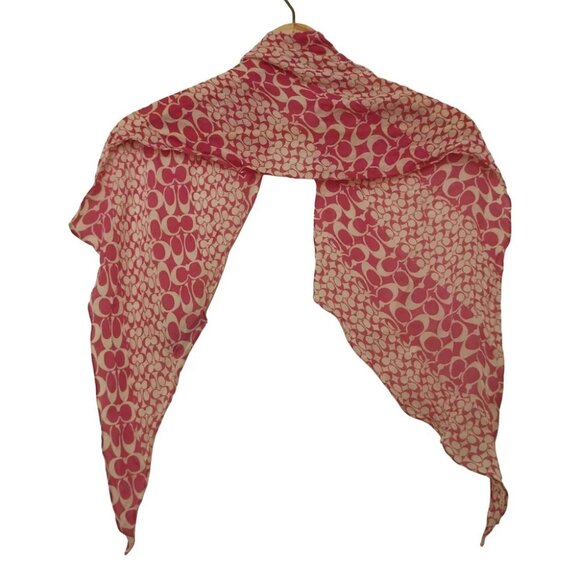 Auth COACH - Pink White Scarf - Picture 2 of 8